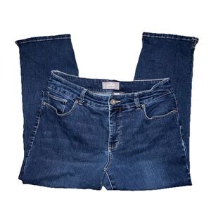 CHICO’S sz 6 / sz .05 SO SLIMMING Blue Denim Stretch Cropped Capri Jeans